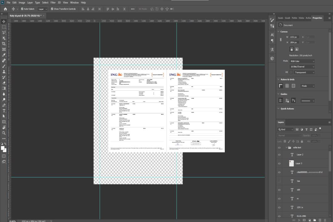 Pays-Bas Relevé de compte bancaire ING Modèle Word et PDF, 2 pages template